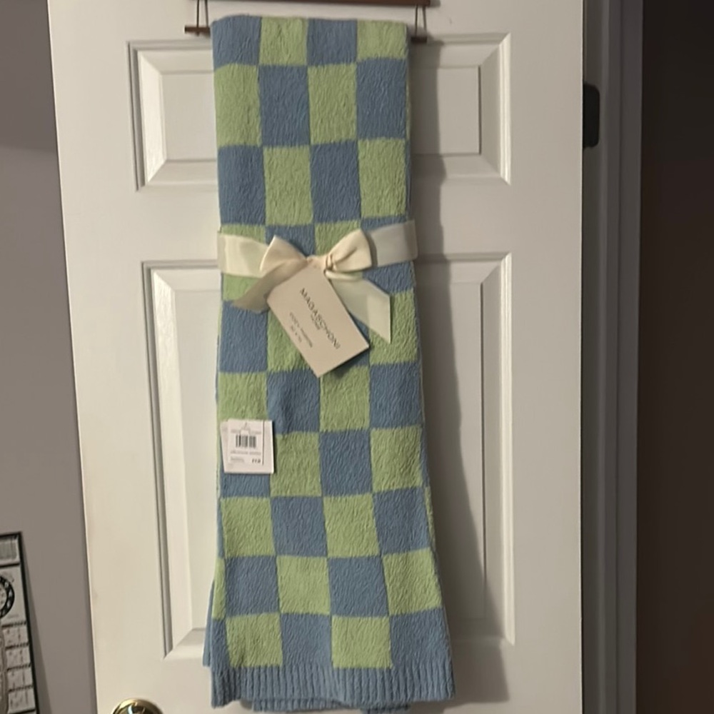 Blue and Green Checkered Throw Blanket